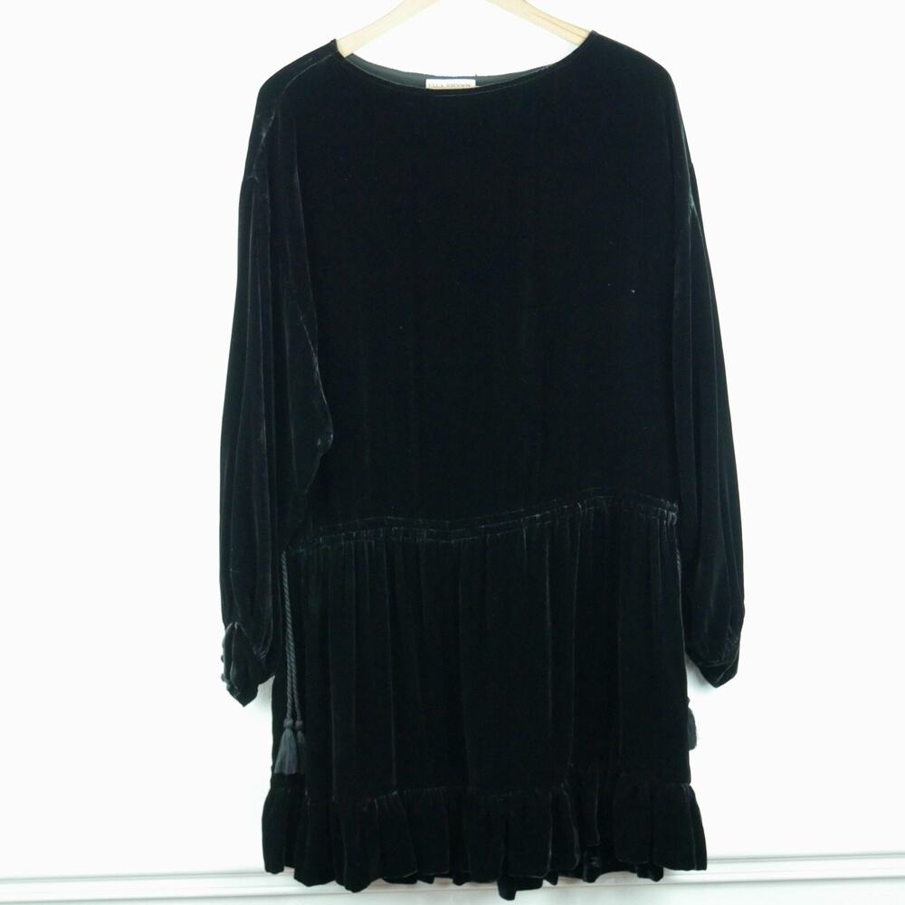 Ulla Johnson Size‎ 6 Claudette Mini Dress Black Velvet Ruffle Holiday Party